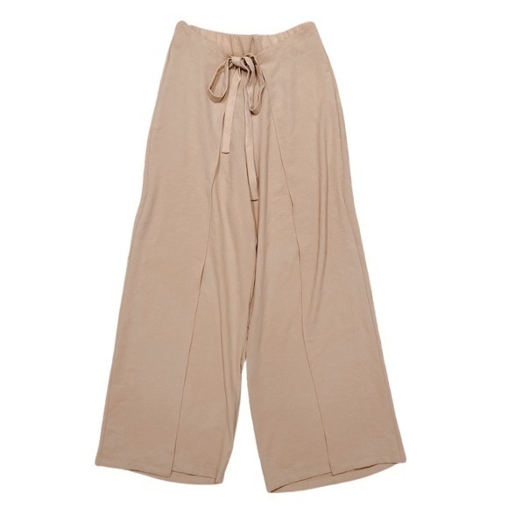 Zara Dusty Rose Tie Front Split Wide Leg Pants Sz M